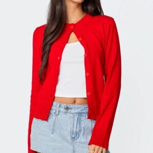 Edikted red button up cardigan